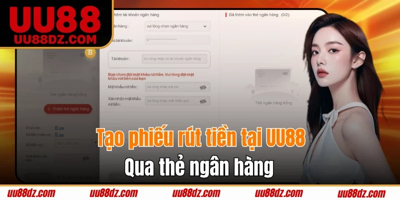 Tạo phiếu rút tiền tại UU88 qua thẻ ngân hàng